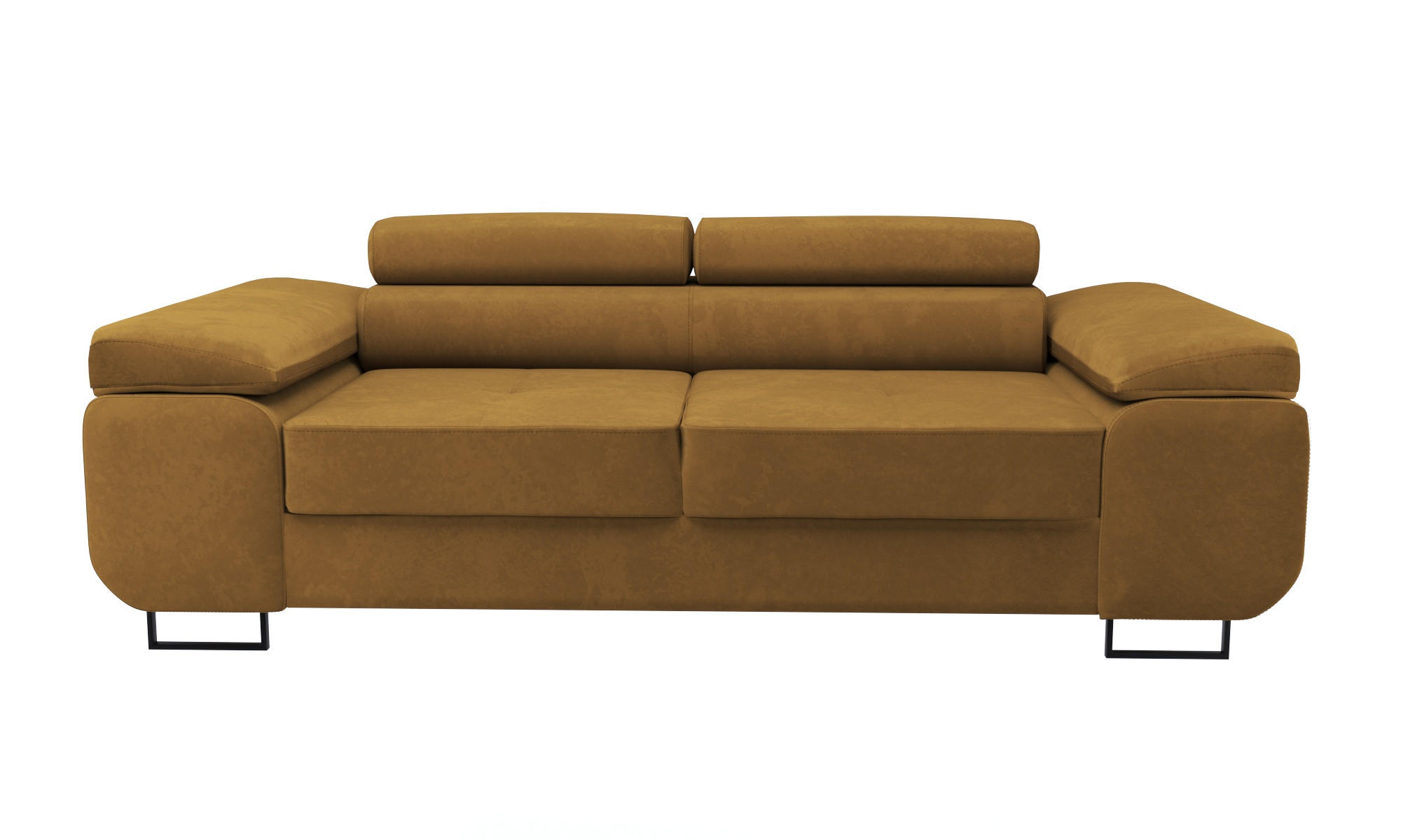 2-SITZER-SOFA WILD mit Verstellbare Kopfstützen Velours Golden - Chromfarben/Goldfarben, Holz/Textil (209/89/102cm) - Muffo