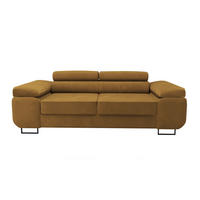 2-SITZER-SOFA WILD mit Verstellbare Kopfstützen Velours Golden - Chromfarben/Goldfarben, Holz/Textil (209/89/102cm) - Muffo