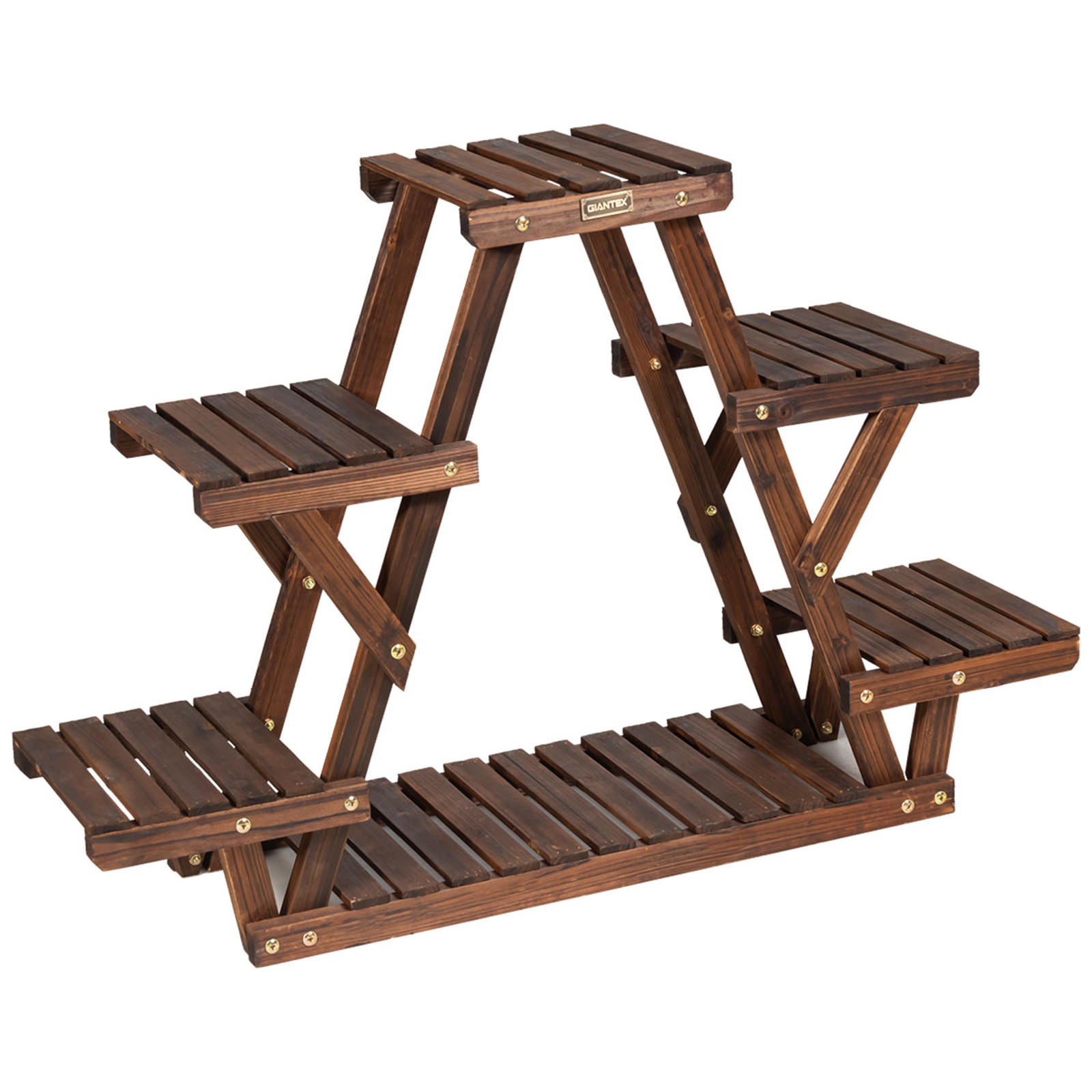 BLUMENREGAL Karbonisiert - Naturfarben, Holz (25/64/99cm) - COSTWAY
