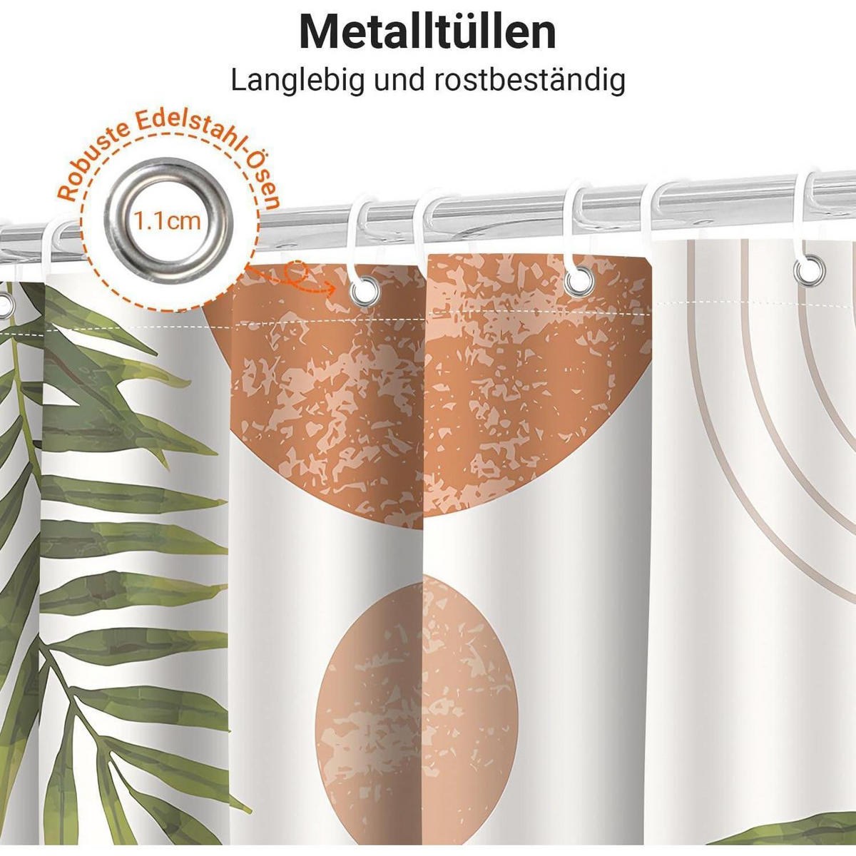 DUSCHVORHANG Blätter Linie 180 x 170 cm Wasserabweisend Antischimmel Waschbar Polyester - Multicolor, Textil (180/170cm)