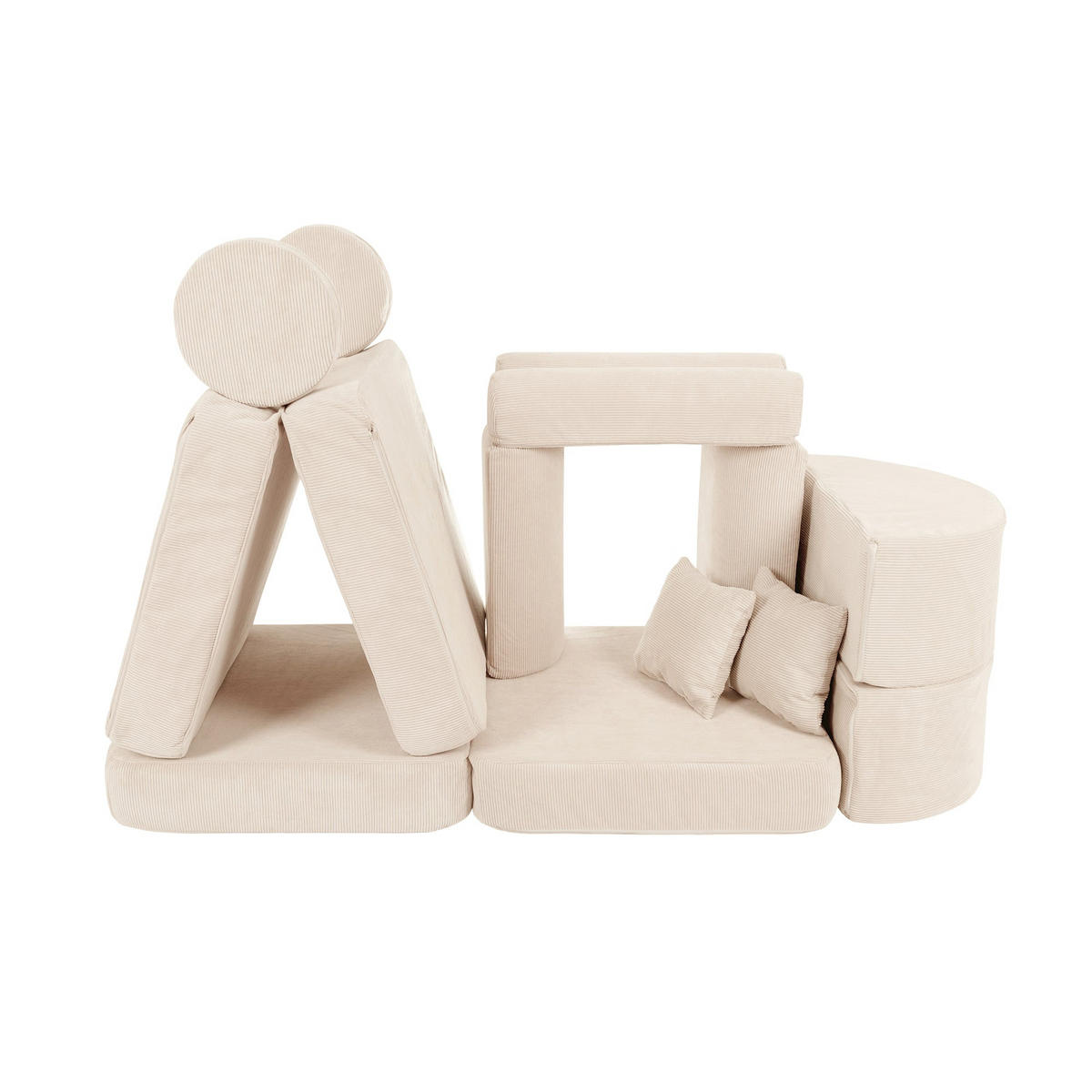 KINDERSOFA Pocket Max modular 12-tlg. aus Slimcord in Beige - Ecru, Textil (120/25/60cm) - MeowBaby