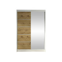 SCHWEBETÜRENSCHRANK Lino III - Weiß/Eiche Artisan, Holzwerkstoff/Metall (120/200/58cm) - MIRJAN24
