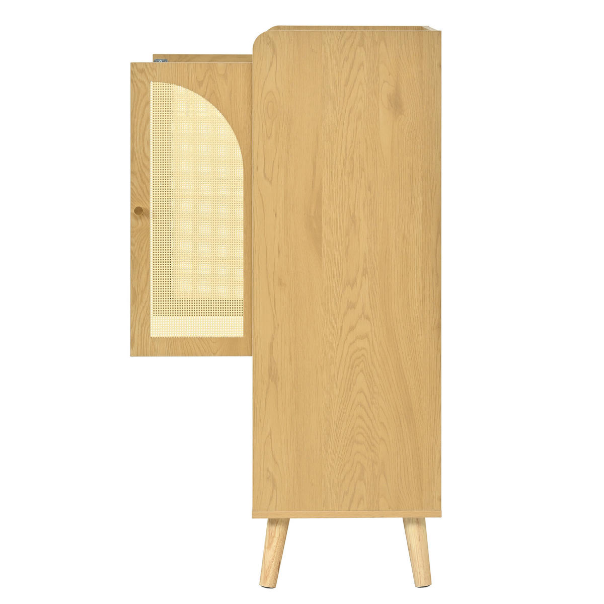 SIDEBOARD Rattan Holz 2 Türen 2 Fächer 60x40x121cm Stauraum - Naturfarben, Holzwerkstoff (40/121/60cm) - FLIEKS