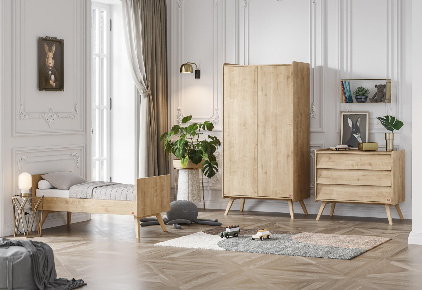 BABYZIMMER Vienna Set A - 4-teilig - Eiche - Eichefarben, Holzwerkstoff (100/200/58cm) - QMM TraumMöbel