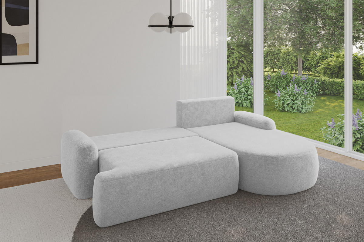 ECKSOFA mit Schlaffunktion und Bettkasten LIRA-L - 264x172x89 Hellgrau - Hellgrau, Holzwerkstoff/Textil (172/264cm) - ALTDECOR