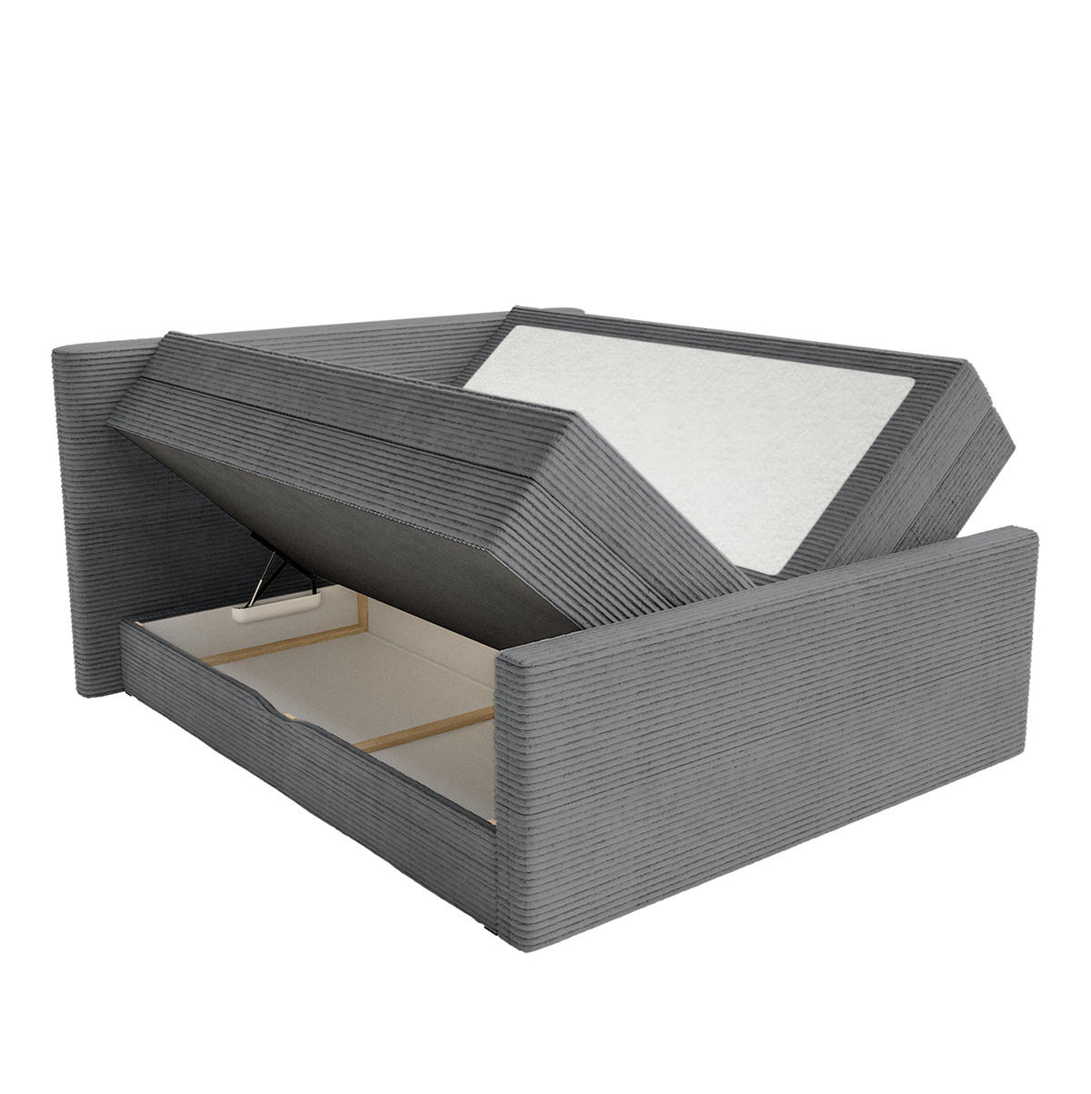BOXSPRINGBETT Velipoja Cord 140x200 cm, Dunkelgrau - Dunkelgrau, Textil (140/200cm) - Fedve