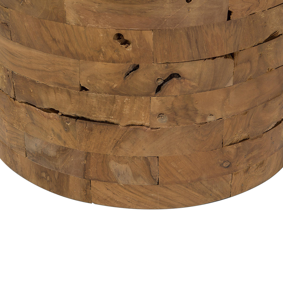 BEISTELLTISCH Teakholz braun 35 cm Brant - Hellbraun/Dunkelbraun, Holz (35/35/45cm) - Beliani