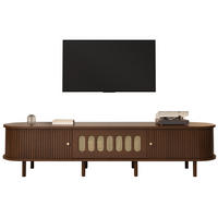 TV-LOWBOARD aus MDF 180x40x40 cm Walnussfarben mit Klapptür, 2 Rolltüren und 5 geschlossenen Fächern - Braun, Holzwerkstoff (180/40/40cm) - Modfu