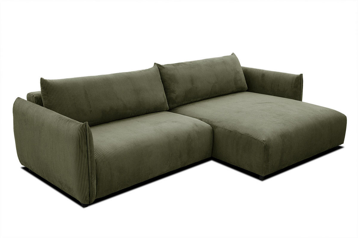 ECKSOFA TAUER 5-Sitzer, olivgrün - Schwarz/Olivgrün, Holzwerkstoff/Kunststoff (292/174cm) - Courtois Laville