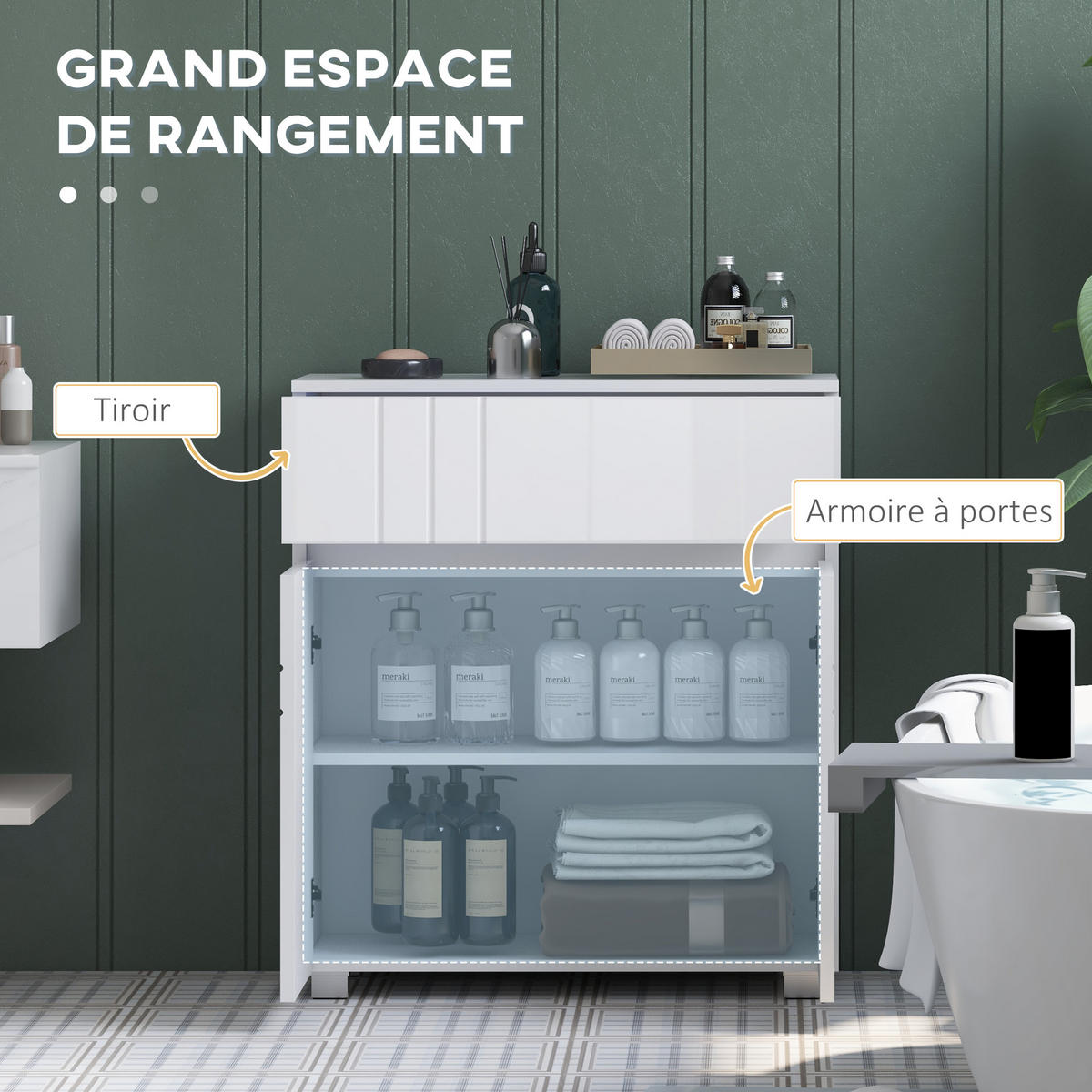 BADSCHRANK Weiß 60/30/80 cm - Weiß, Holzwerkstoff (60/80/30cm) - PANGIVO
