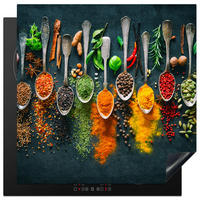 HERDABDECKPLATTE Kräuter - Gewürze - Löffel 78x78 cm - Multicolor, Kunststoff (78/0.2/78cm) - MuchoWow