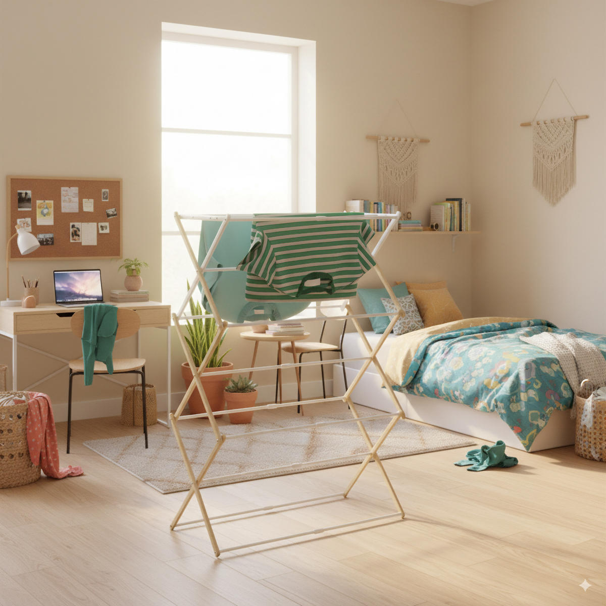 SUŠIAK na prádlo - viacfarebná, kov/drevo (74/107/37cm) - Relaxdays