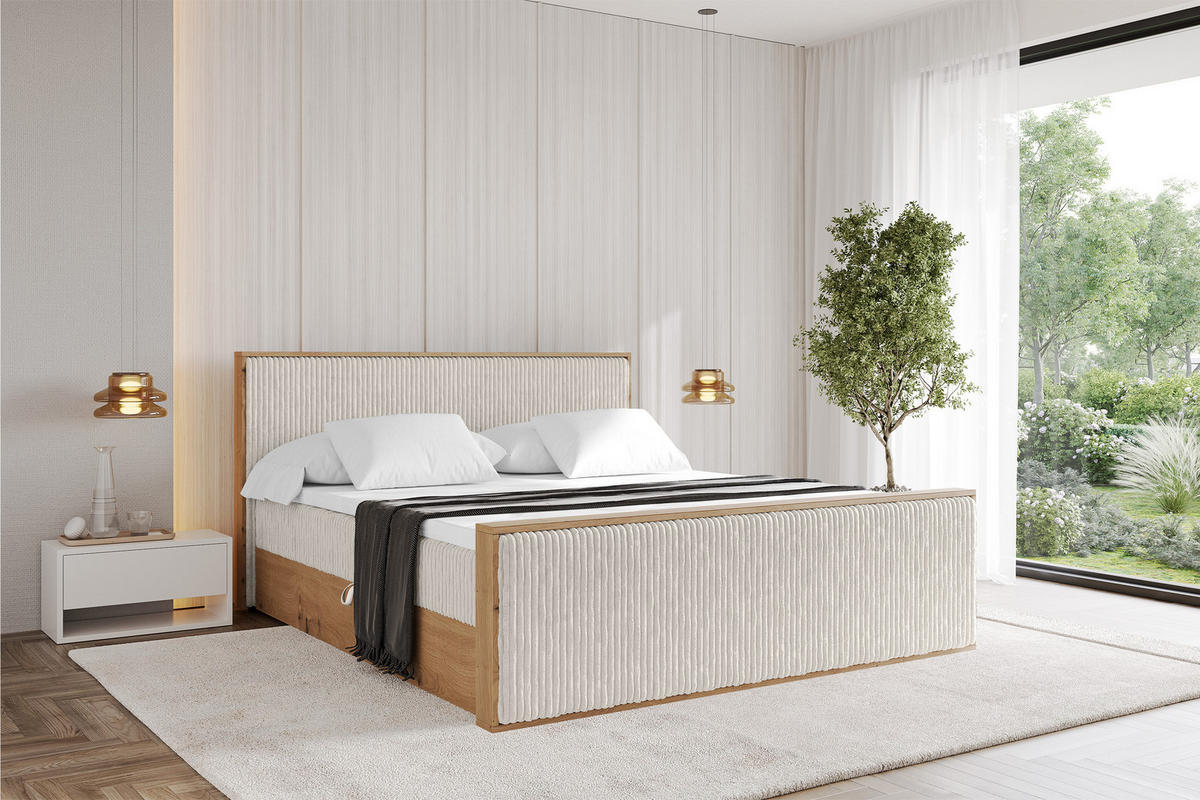 BOXBETT LOLLI9 -Z 160x200 - H4 Creme - Creme, Holzwerkstoff (160/200cm) - ALTDECOR