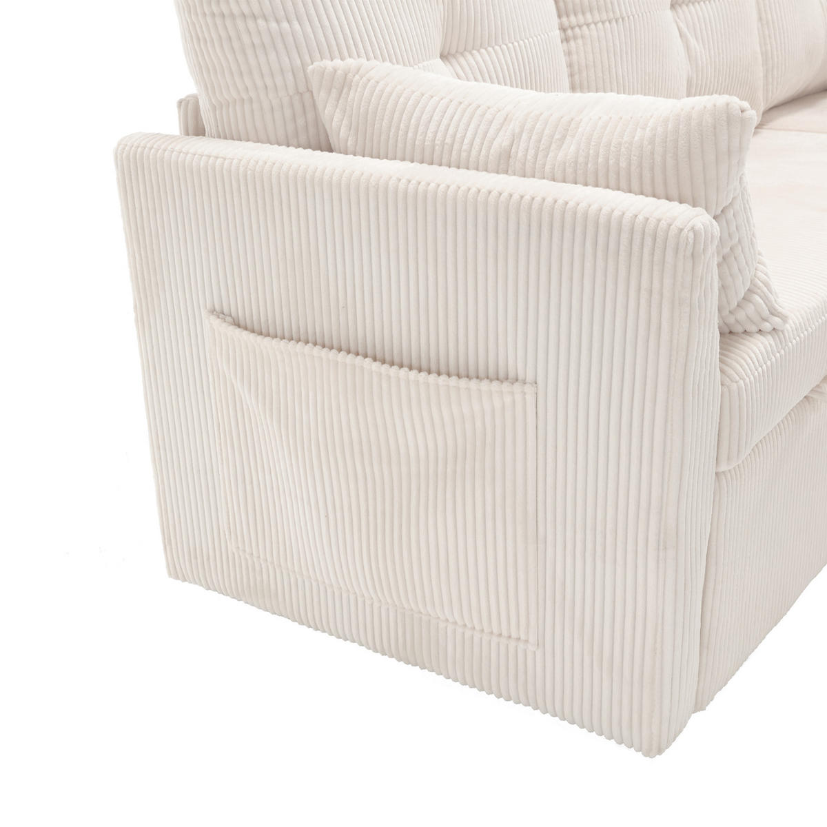 ECKSOFA DE-33735 L-Form mit Stauraum Beige - Beige, Holzwerkstoff (206/108cm) - ComfortXL