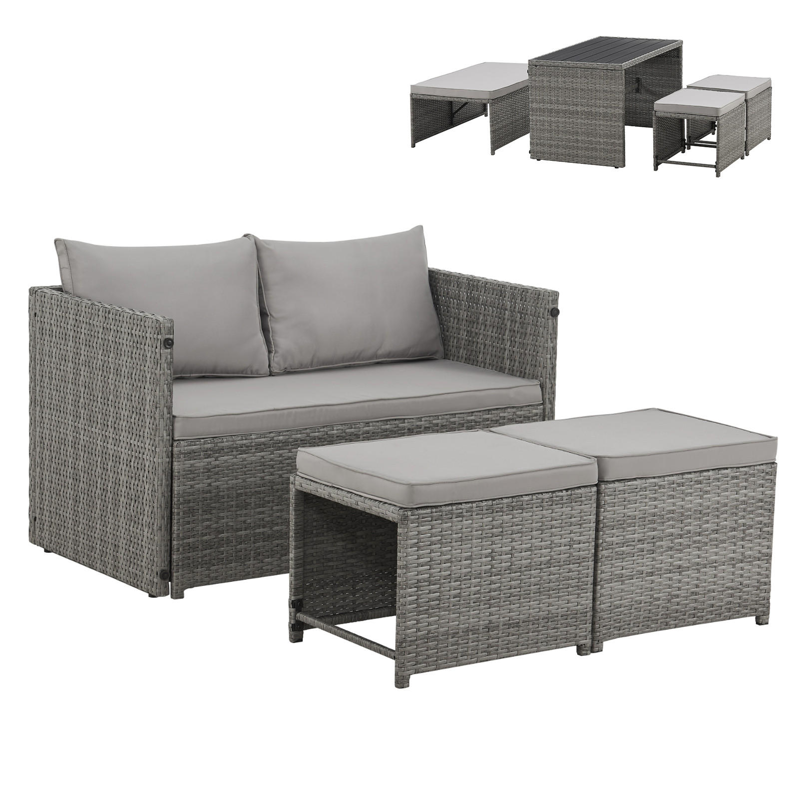 SITZGRUPPE Athina Grau - Grau, Kunststoff - SVITA