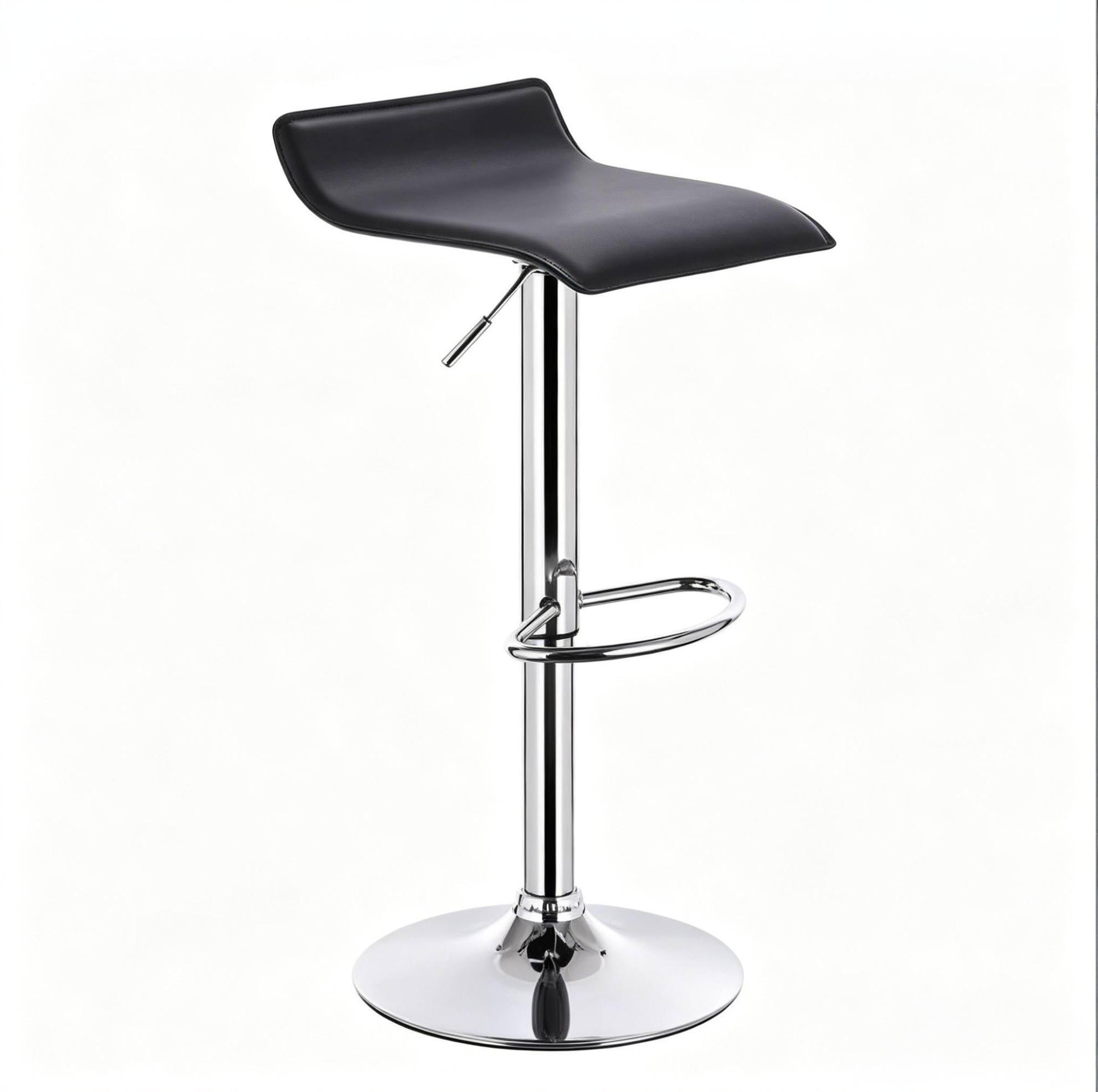 BARHOCKER höhenverstellbar und 360° drehbar aus Kunstleder, Schwarz - Schwarz, Metall (39/84/38.5cm) - MIVRAY