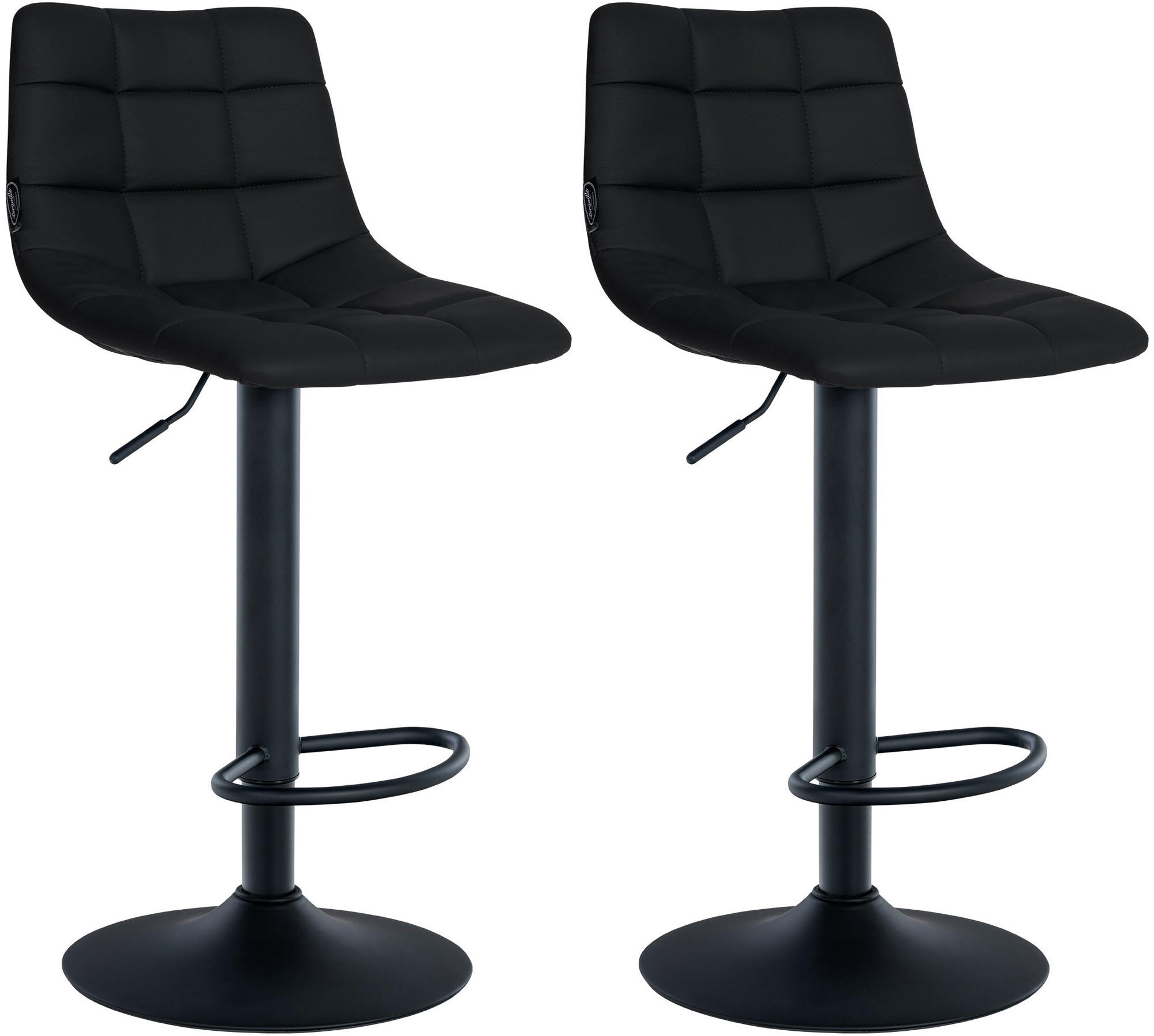 BARHOCKER 2er Set Lederlook schwarz - Schwarz, Textil/Metall (43/87/46.5cm) - CLP