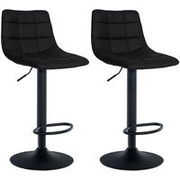 BARHOCKER 2er Set Lederlook schwarz - Schwarz, Textil/Metall (43/87/46.5cm) - CLP