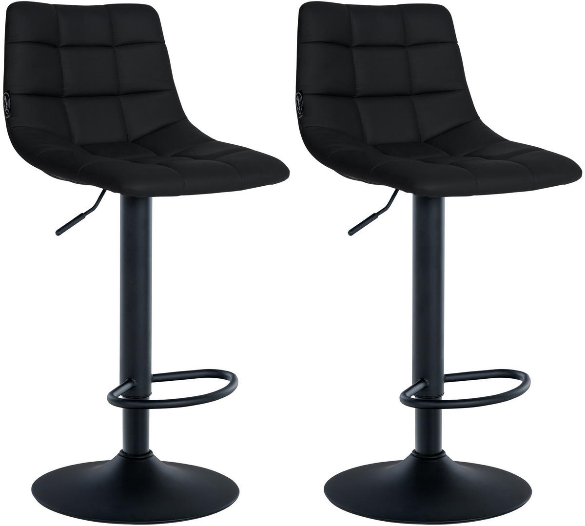 BARHOCKER 2er Set Lederlook schwarz - Schwarz, Textil/Metall (43/87/46.5cm) - CLP