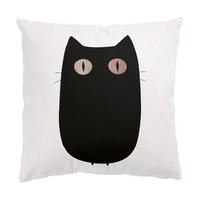 KISSENBEZUG Schwarze Katze Illustration 50/50 cm - Schwarz, Textil (50/50cm) - Bilderwelten