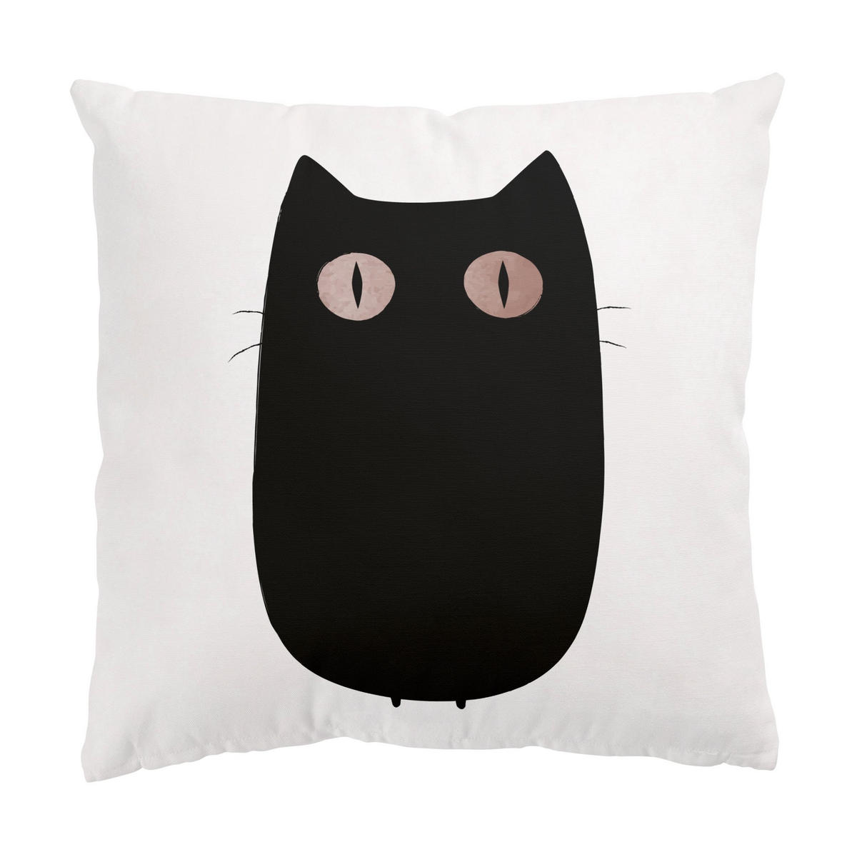 KISSENBEZUG Schwarze Katze Illustration 50/50 cm - Schwarz, Textil (50/50cm) - Bilderwelten