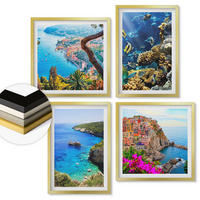 WANDBILDER 4er Set - 50x50 cm & 40x60 cm Goldrahmen - Meerblick, farbenfrohe Häuser - Goldfarben, Kunststoff (50/50cm) - ArtPrintCave