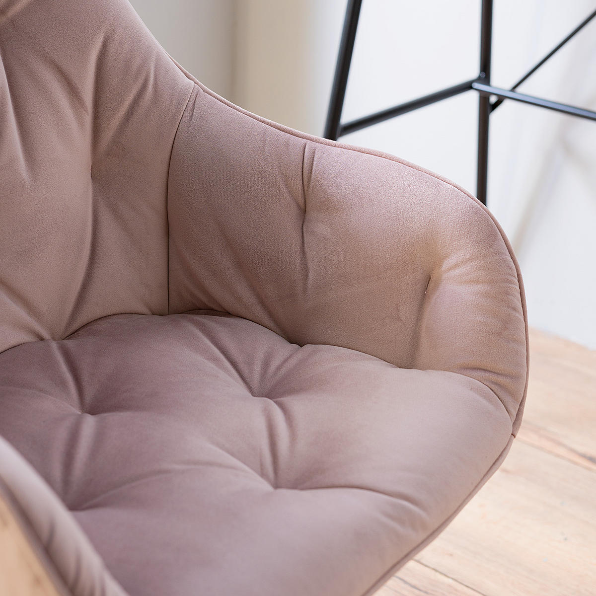 BÜROSTUHL - Samt - Schwarz/Altrosa, Kunststoff/Metall (56/80/56cm) - home24