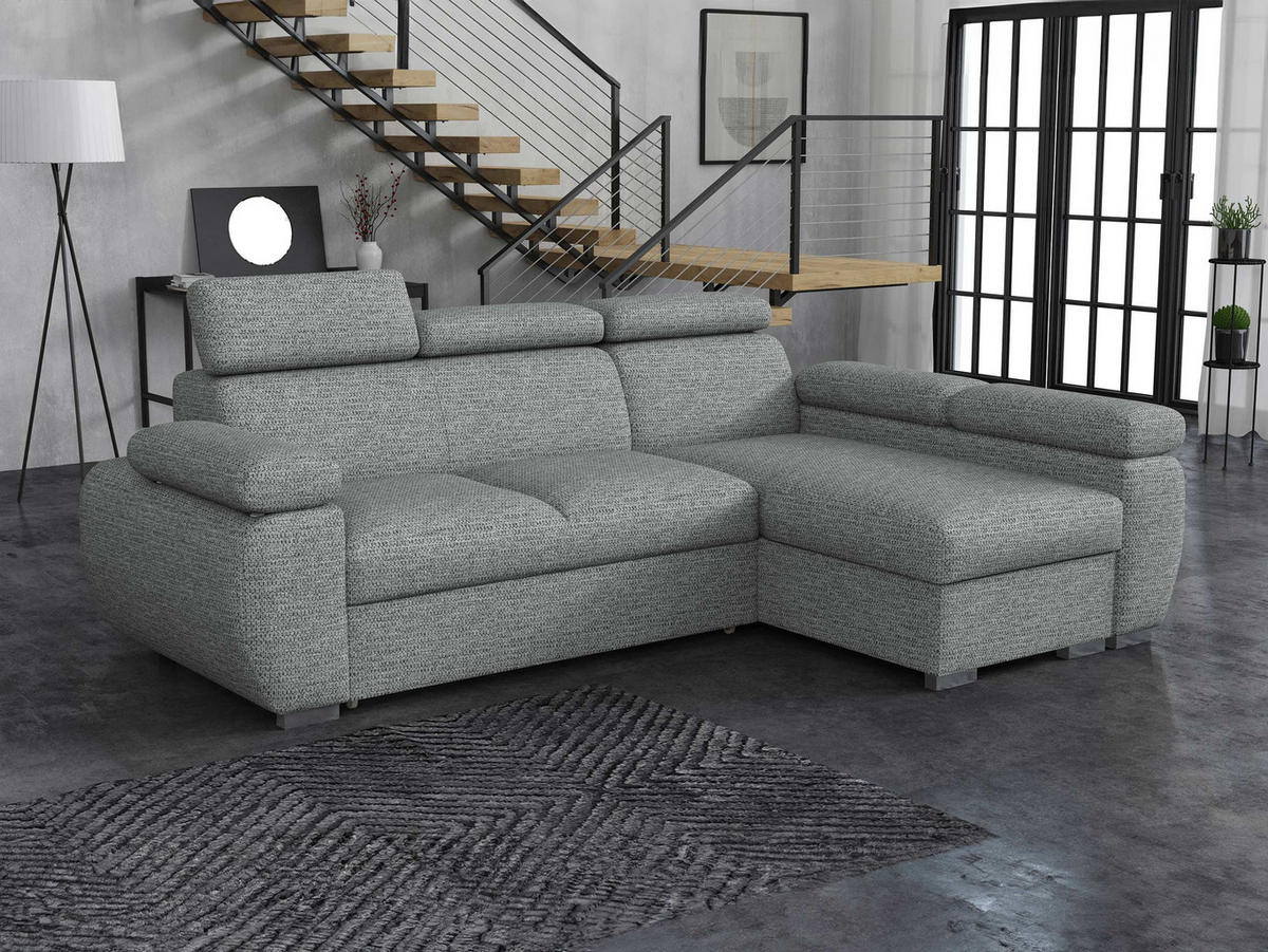 ECKSOFA Boston Mini, Seite: Rechts - 2R+LC - Chromfarben/Silberfarben, Holz/Textil (255/170cm) - MIRJAN24