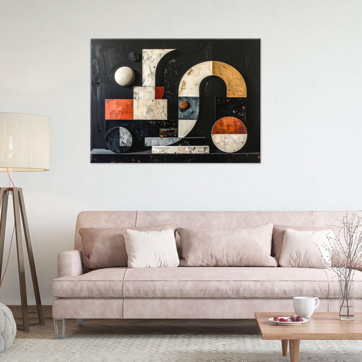 LEINWANDBILD Abstraktion 45x30cm - Schwarz, Textil (45/30cm) - Feeby