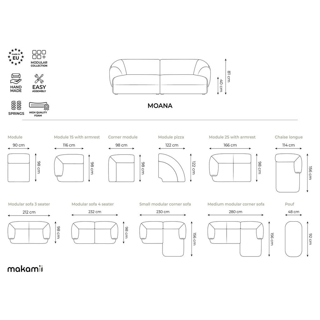 Thumbnail - Makamii 3-Sitzer, Schwarz, Textil, Füllung: Schaumstoff, 212x81x98 cm, Made in EU, Wohnzimmer, Sofas & Couches, Sofas, 3...