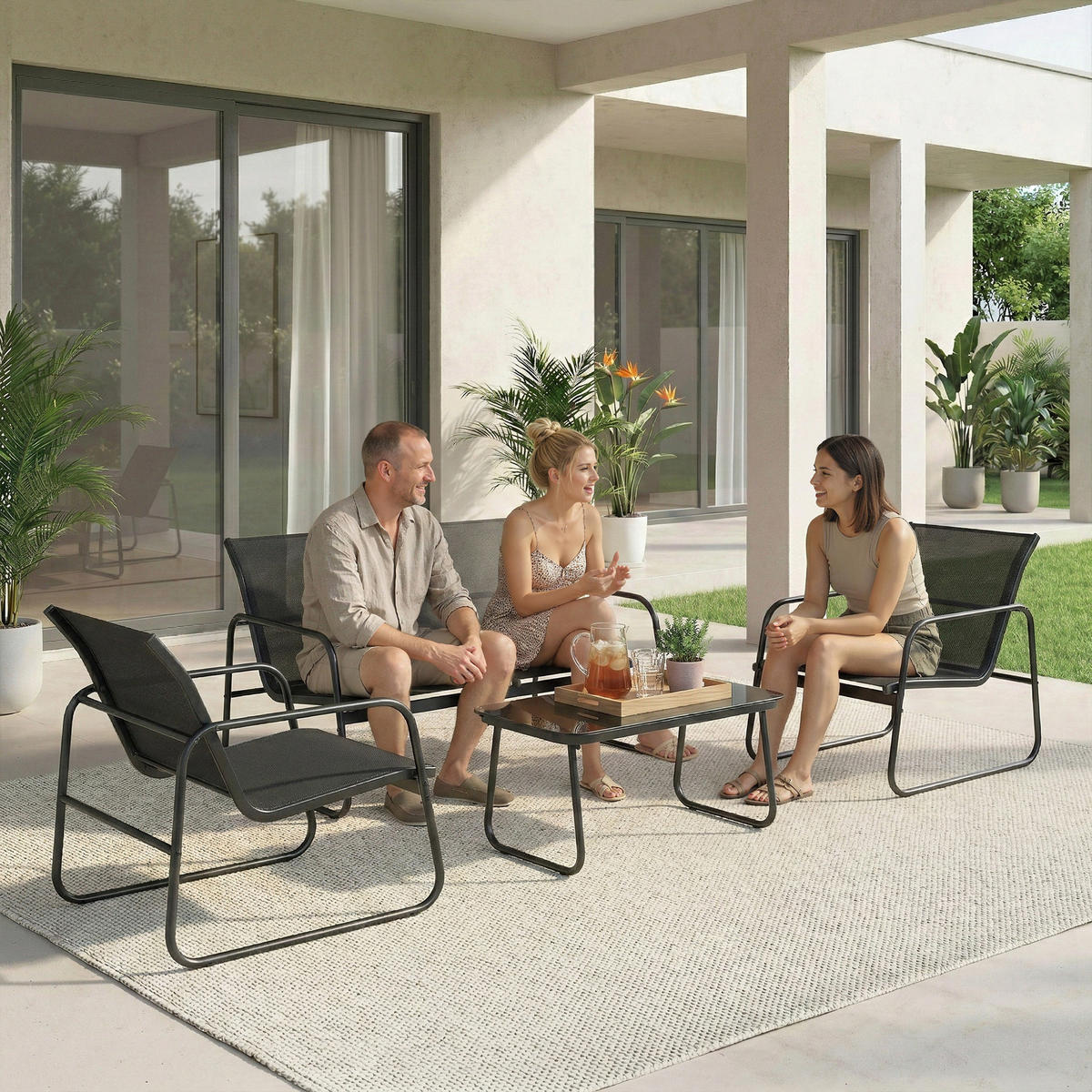 GARTENSET 4-teilige DE-13507 Dunkelgrau - Dunkelgrau, Metall - ComfortXL