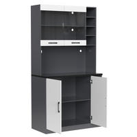 BUFFET 100/47/187 cm Grau mit LED-Ambiente-Beleuchtung und Ablagefächer - Grau, Holz (100/187/47cm) - Oxeza