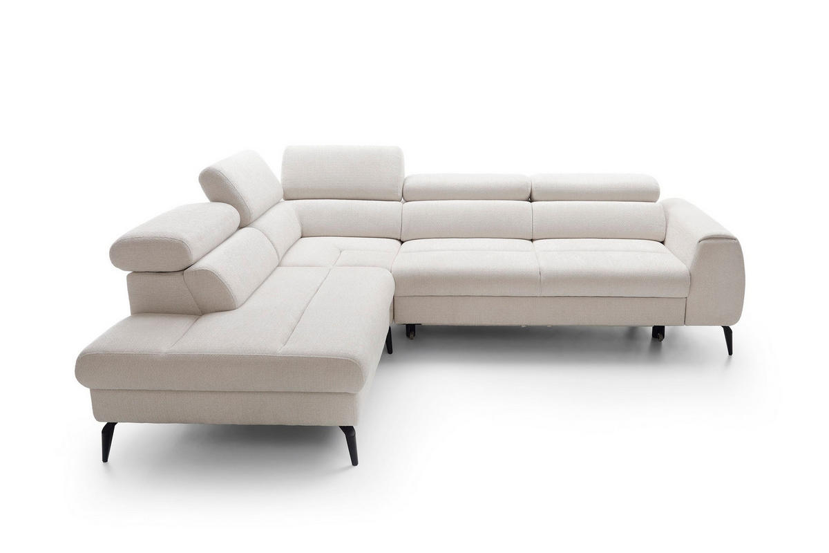 ECKSOFA NOTE Creme Chenille mit Schlaffunktion - Creme, Holz (271/216cm) - MASSENO
