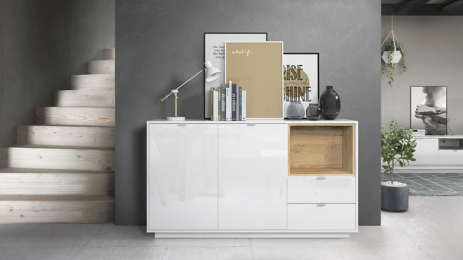 SIDEBOARD Metro Einsatz in Eiche Natur - Eichefarben, Holzwerkstoff (153/88/38cm) - Vladon