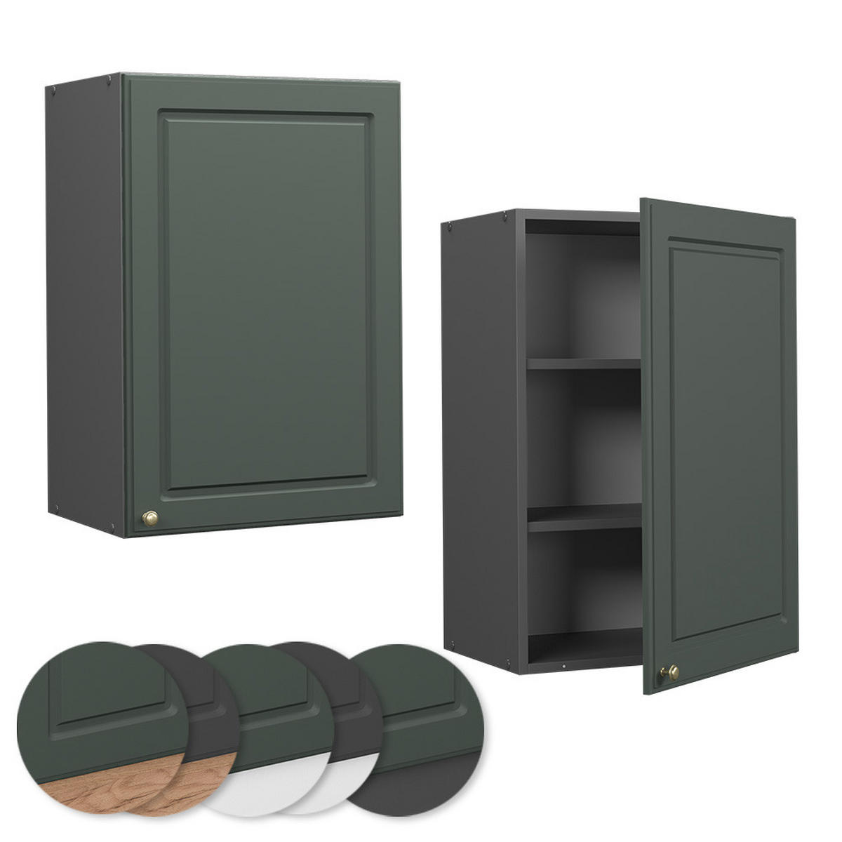 HÄNGESCHRANK Fame-Line Grün-Gold Landhaus 50 cm - Anthrazit/Grün, Holzwerkstoff (50/72/34.1cm) - Vicco