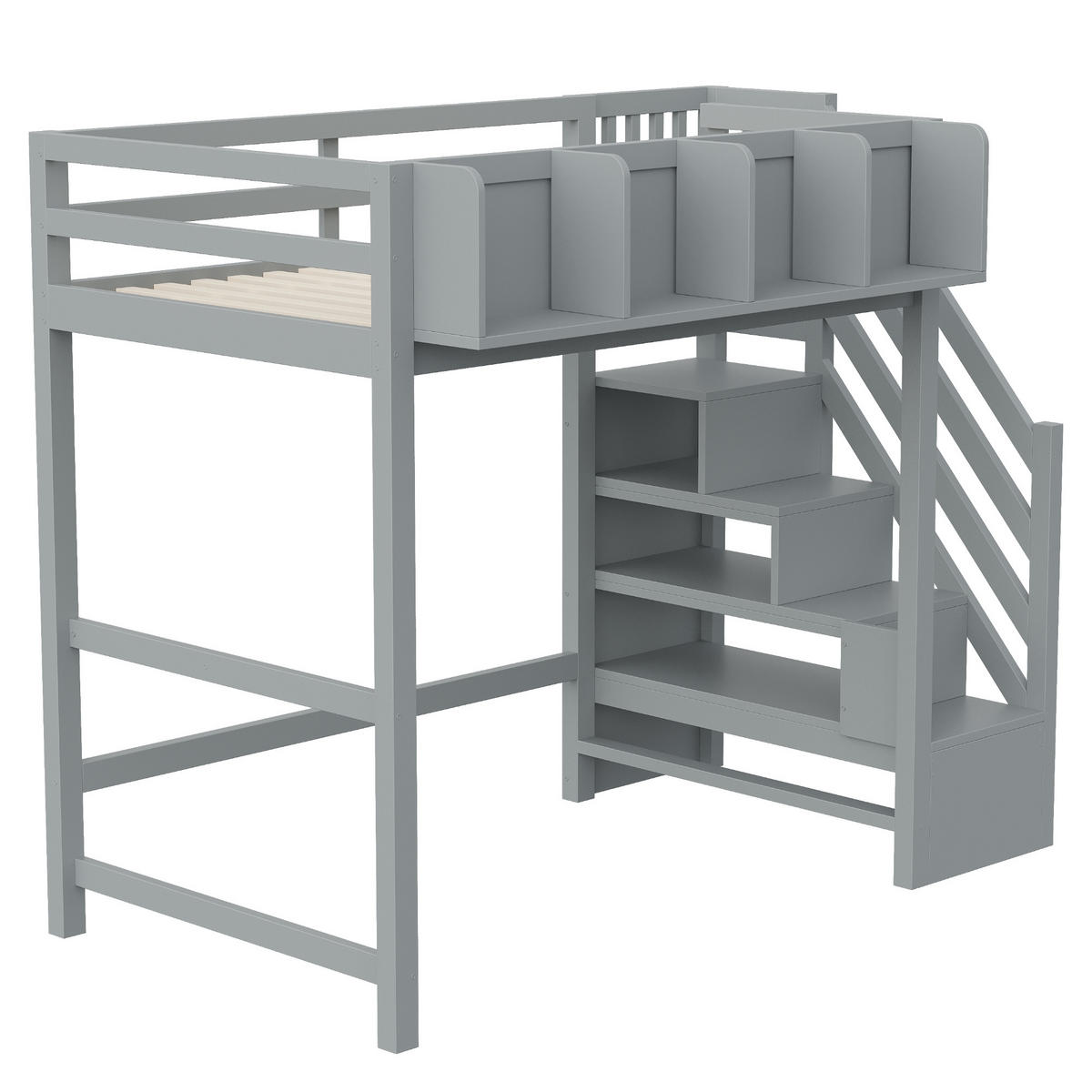 HOCHBETT mit Stauraum und LED 90x200 cm Holz Grey - Grau, Holz (90/200cm) - Meubliv
