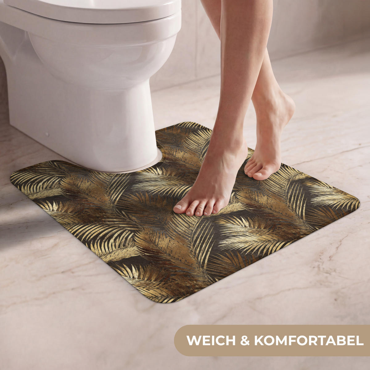 WC PŘEDLOŽKA Tropical - Listy - zlaté 55x60 cm - zlatá, textil/plast (55/1cm) - OnlyWow