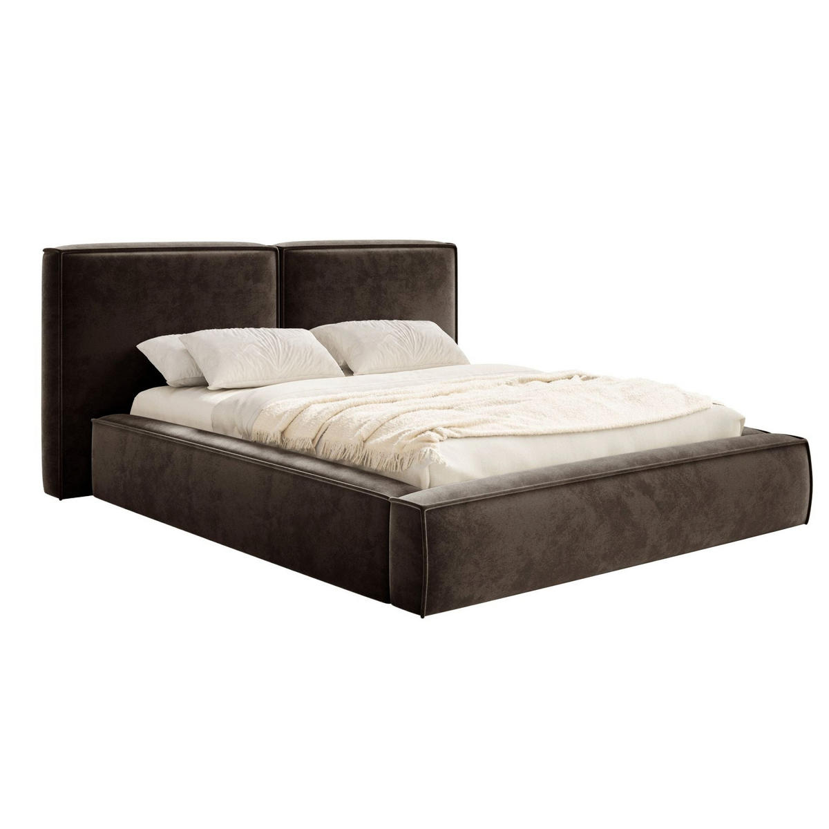 POLSTERBETT Tilves Braun 200x200 cm - Schwarz/Braun, Kunststoff/Textil (200/200cm) - Selsey
