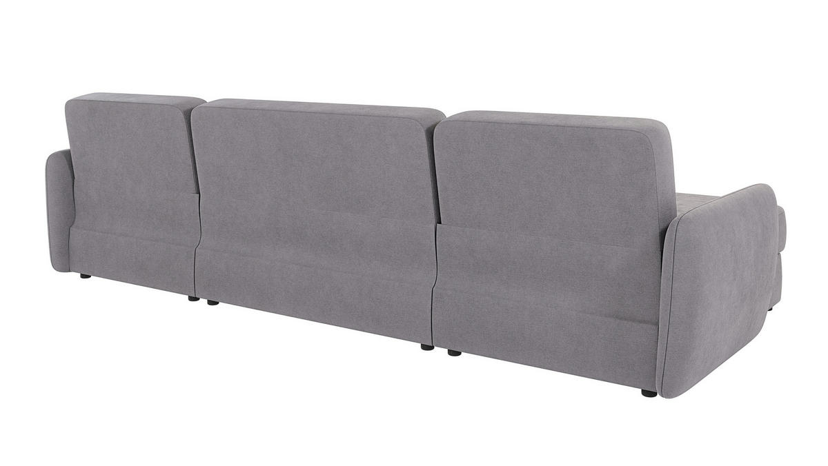 WOHNLANDSCHAFT Lupo Grau Mikrofaser - Schwarz/Grau, Holz/Kunststoff (311/86/147cm) - S-Style Möbel