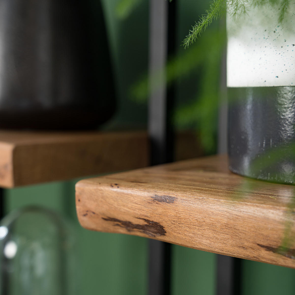 WANDREGAL - Akazie massiv / Metall - Akaziefarben, Metall (45/30/26cm) - home24