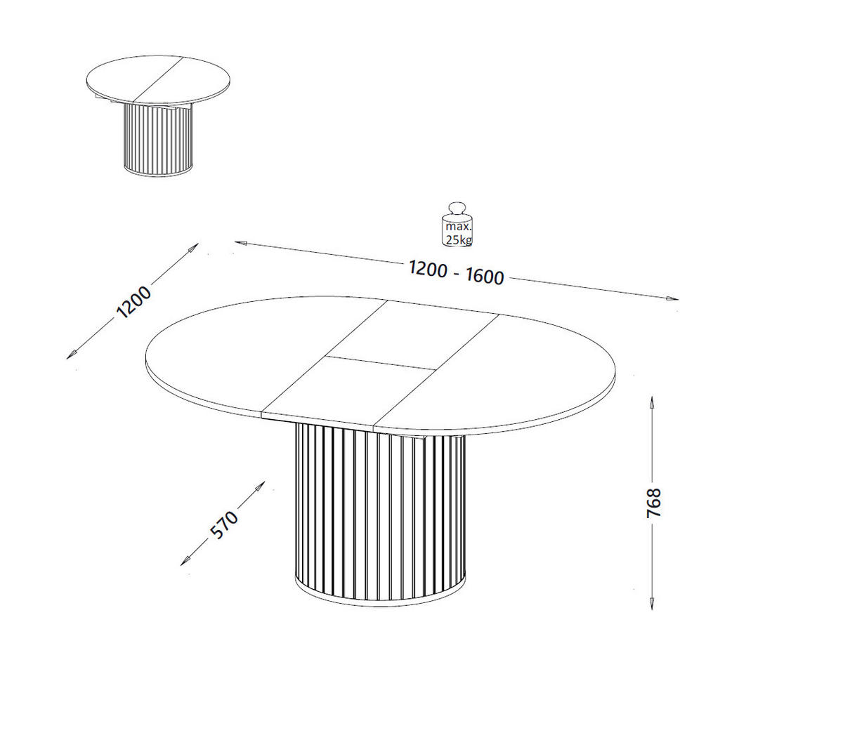 ESSTISCH rund Cashmere ausziehbar - Beige, Holzwerkstoff (120/120/76cm) - designimpex