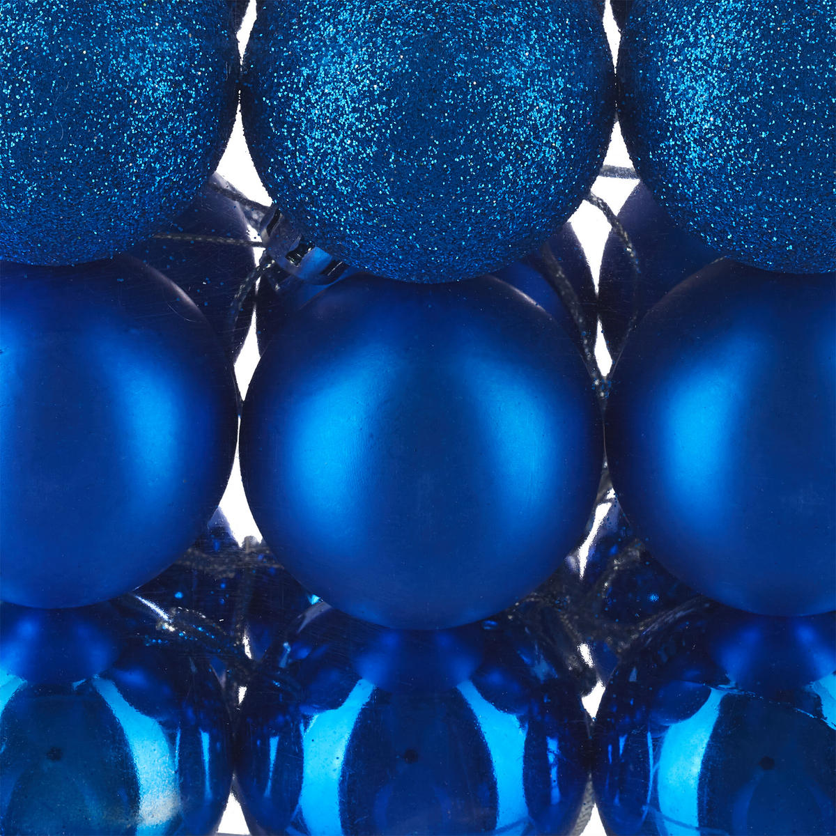 100XWEIHNACHTSKUGELN - Blau, Kunststoff (6/7/6cm) - Relaxdays