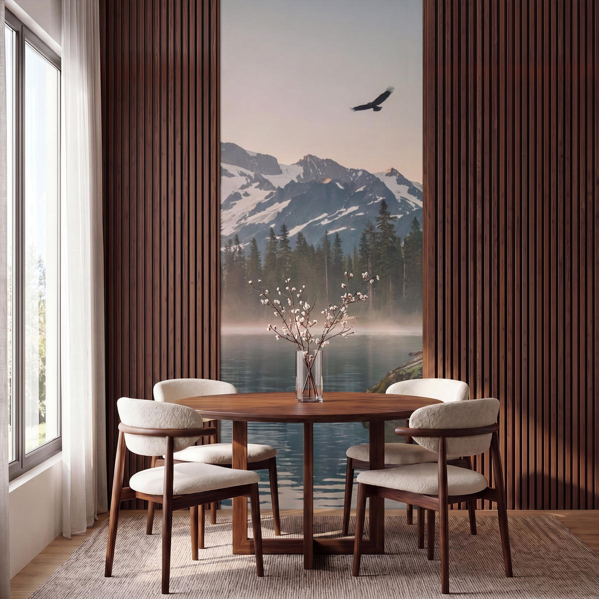 TAPETE - Berge - Wasser - Bäume - 120x280 cm - Multicolor, Papier (120/280cm) - OnlyWow