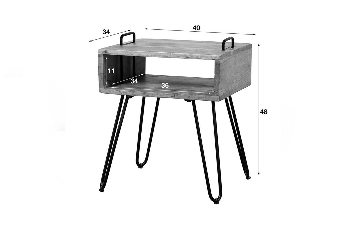 NACHTTISCH QARO Holz Akazie - Braun, Holz (40/48/34cm) - KAWOLA