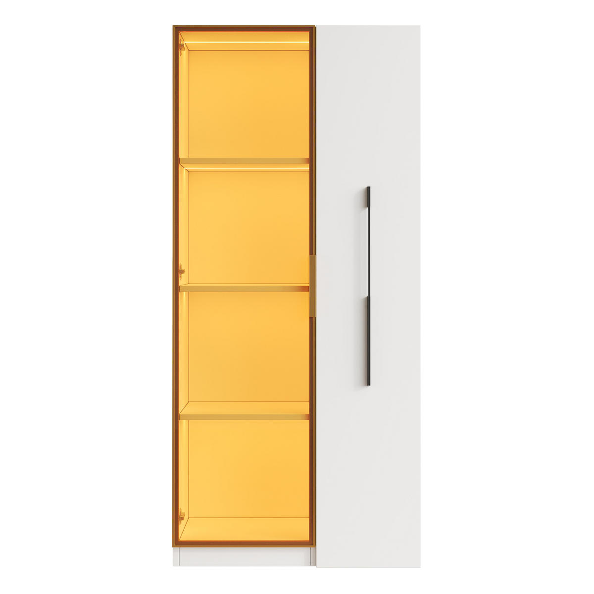 VITRINE 70cm Glas LED Schubladen modern Aufbewahrung - Weiß, Holzwerkstoff (70/160/40cm) - FLIEKS