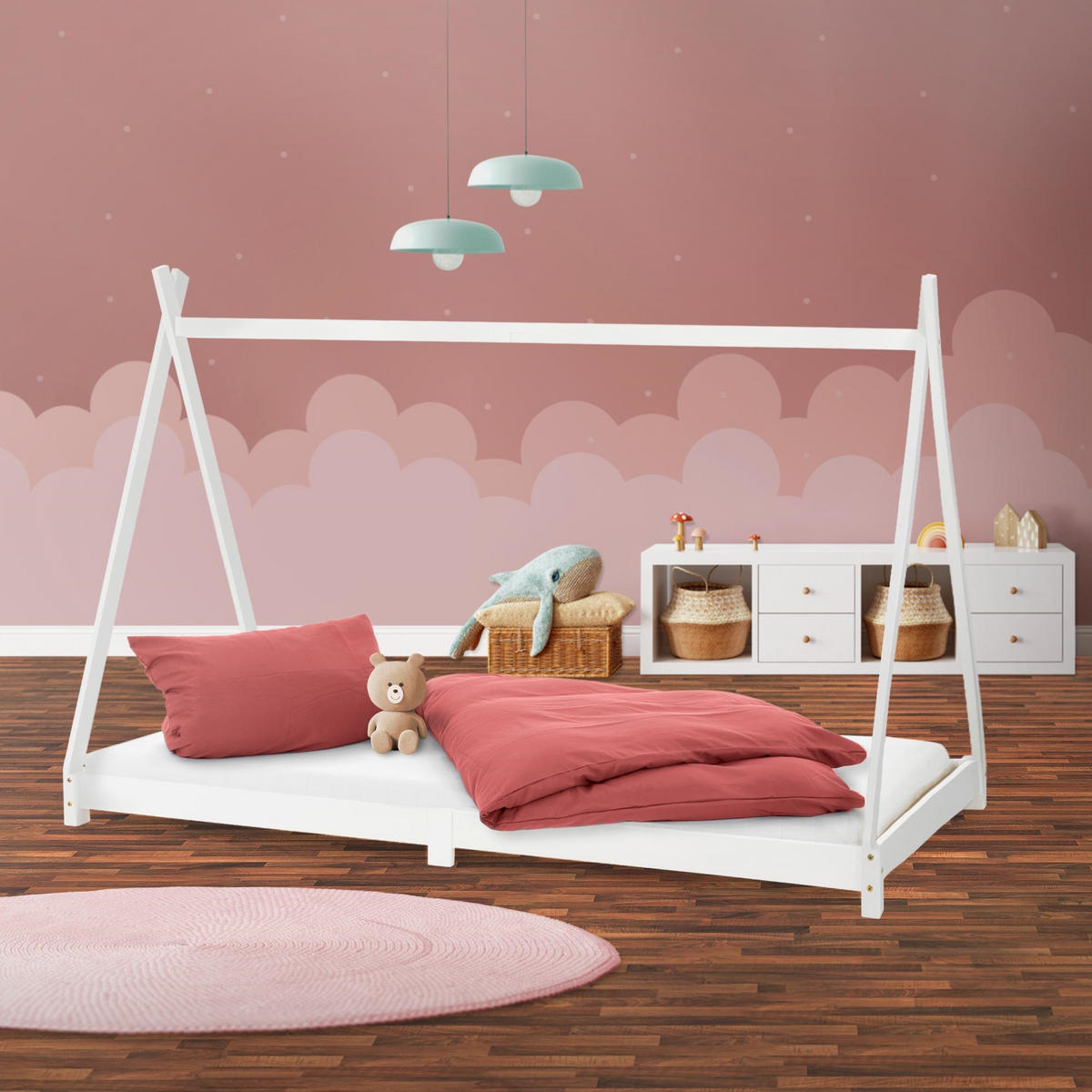 KINDERBETT Tipi 90x200 cm Weiß - Weiß, Holz (90/200cm) - ML-DESIGN
