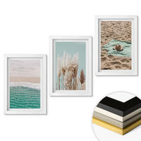 WANDBILDER 3er-Set - 20x30 cm Weißer Rahmen - Strandwellen Grashut - Weiß, Kunststoff (20/30cm) - ArtPrintCave