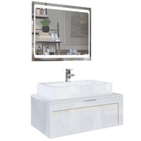 WASCHBECKENUNTERSCHRANK Aloha Absetzungen in Creme Hochglanz - Creme, Holzwerkstoff (96/36/51cm) - Vladon