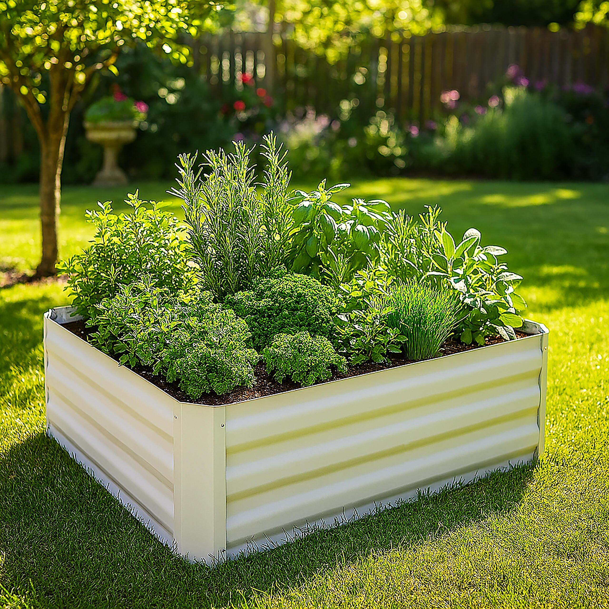 HOCHBEET - Weiß, Metall (90/30/90cm) - Relaxdays