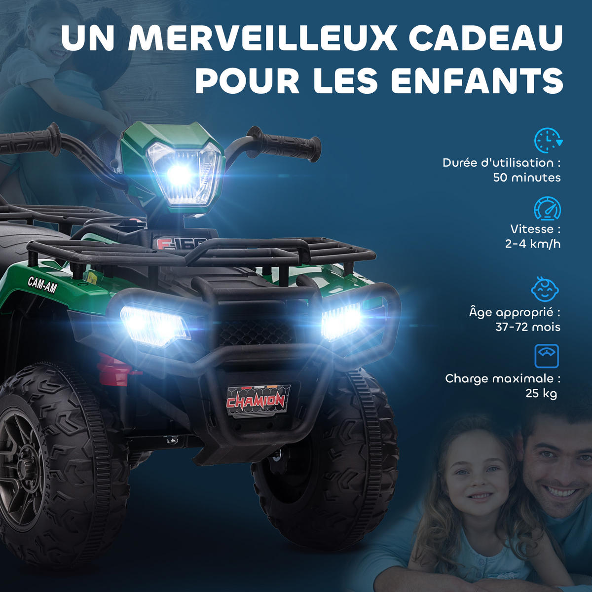 ELEKTRO-QUAD DE-13070 2 Motoren Grün - Grün, Kunststoff (88/45/50cm) - ComfortXL